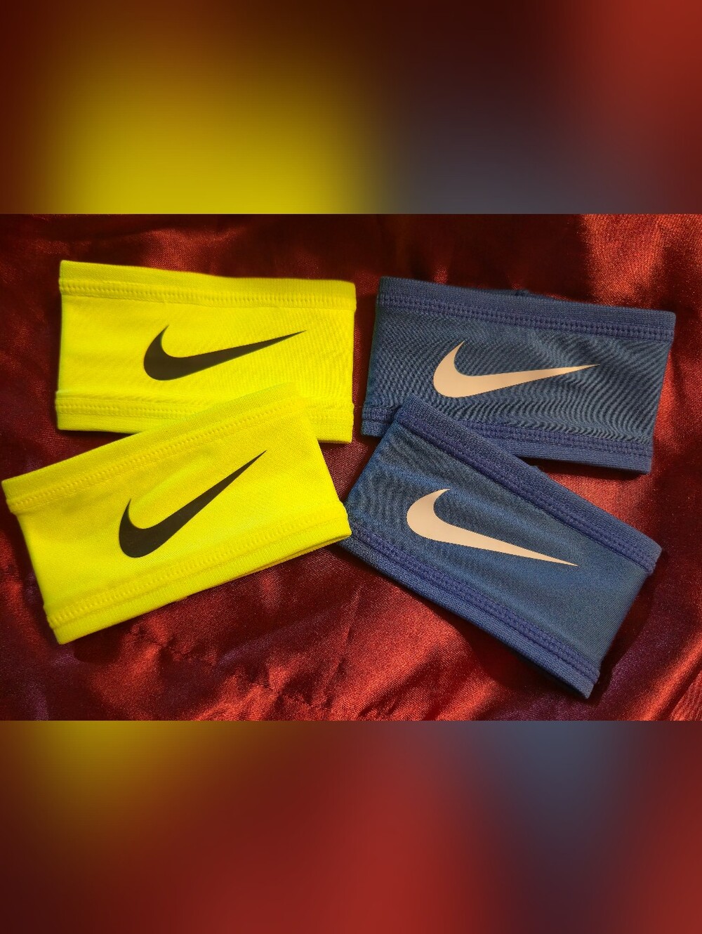 Two Pairs Nike Dri-Fit Wristbands in Neon Yellow & Deep Blue